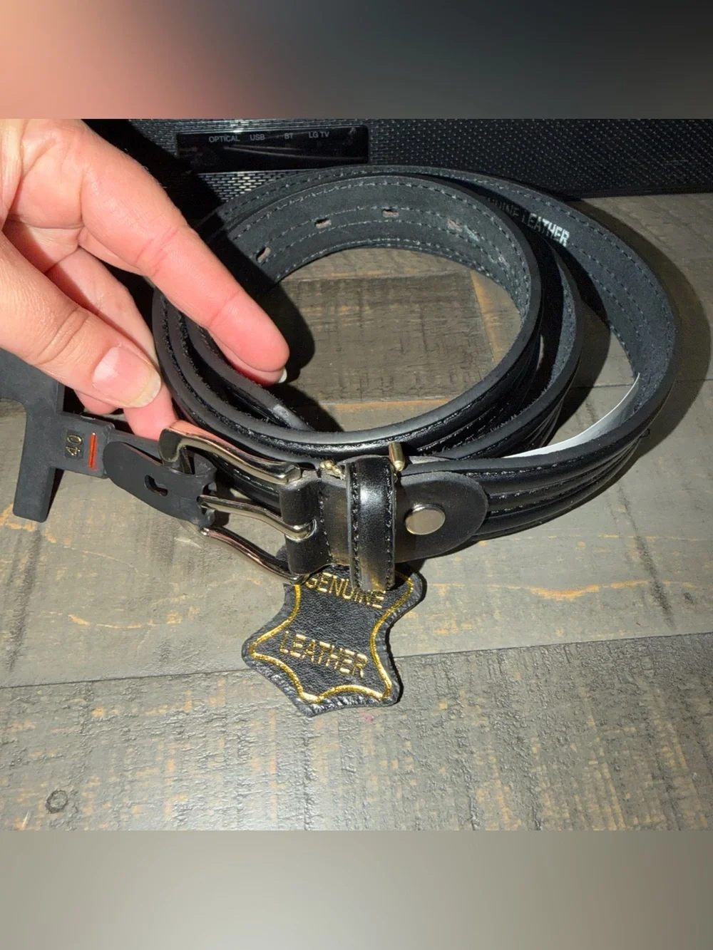 Black Genuine Leather Men's Belt size 40‎